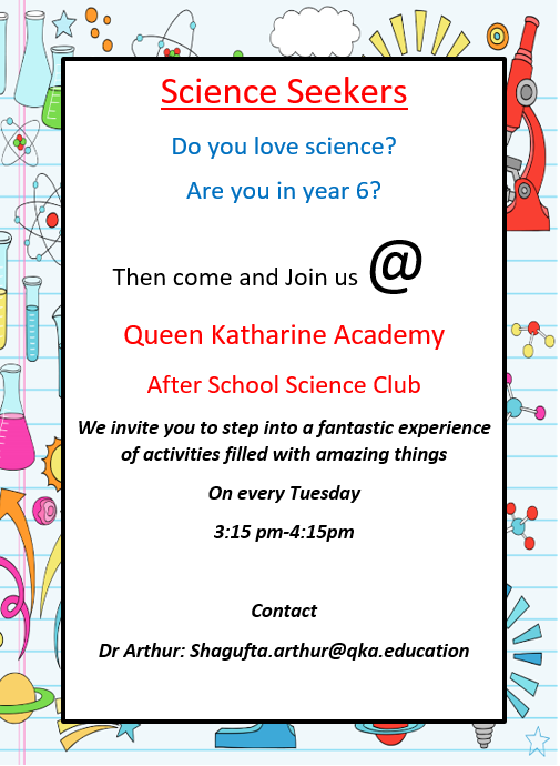 Y6 Science Club invite