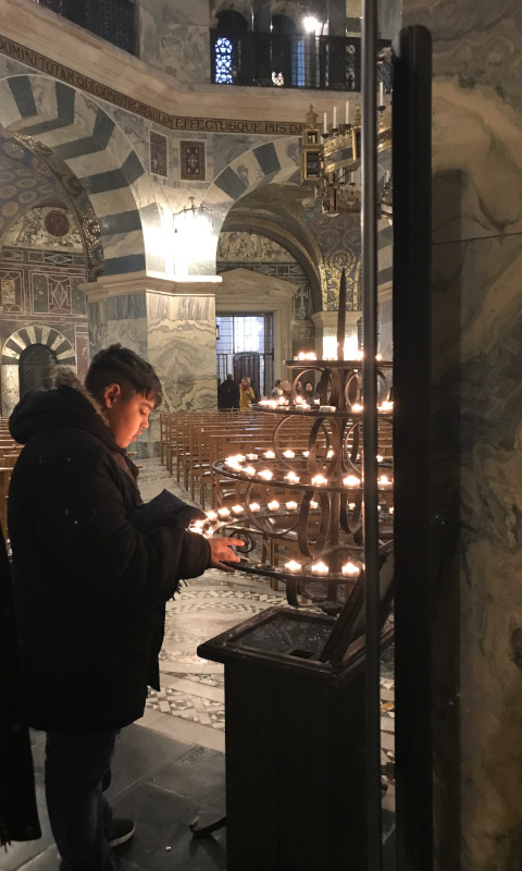 Student Visiting Aachen Cathedral. 