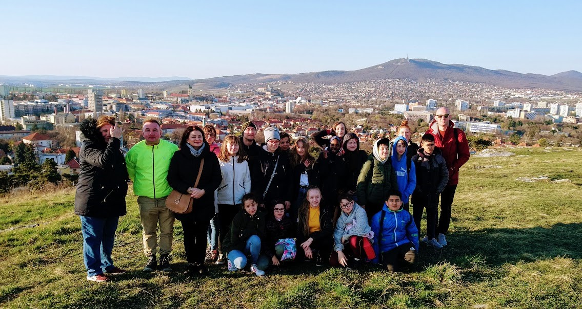 QKA and Polish students at the top of the hill at Calvary, Nitra